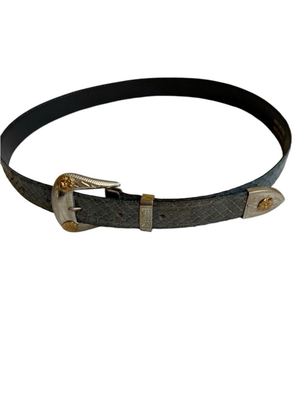 Genuine Snake Skin Leather Belt Made in Italy Size 80/32 Bluish Vero Rettile